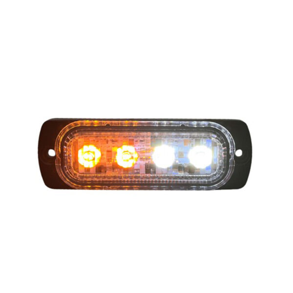 Strobe light, 4 LED 2 Watt directional, Amber/White 10 Flash patterns